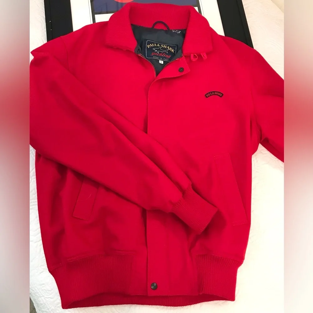 Paul & Shark Red Wool Yachting Bomber Jacket